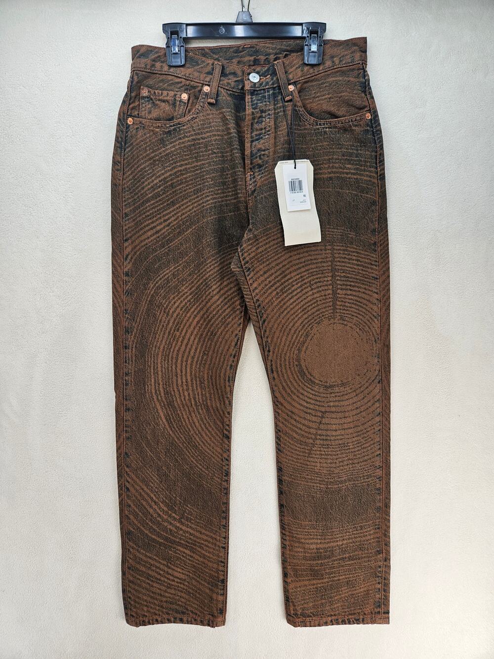 LEVI'S WOMEN'S 27 X EMMA CHAMBERLAIN 501 ORIGINAL JEANS TREE RINGS BROWN